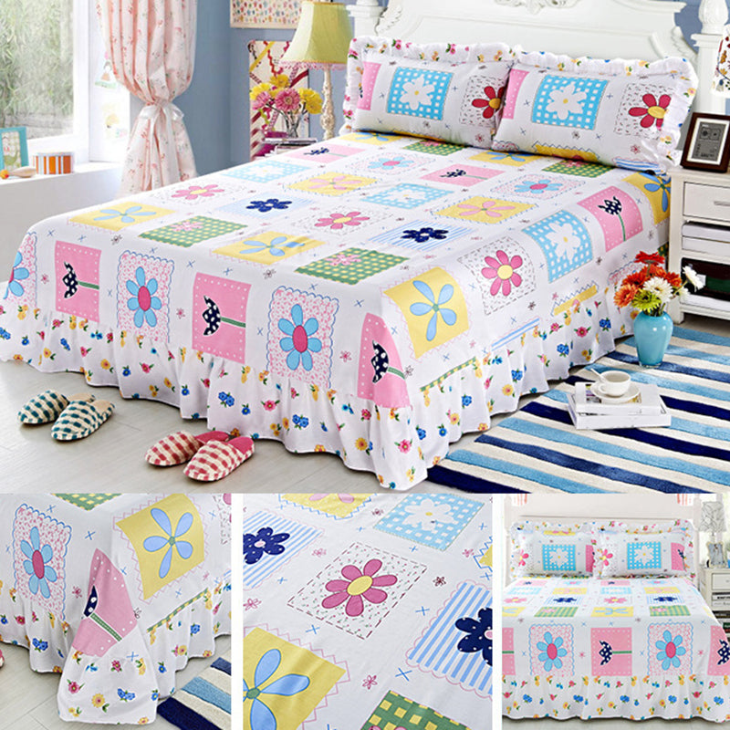 1 and 3-Piece Bed Sheet Plain Weave Floral Cotton Bed Sheet Queen