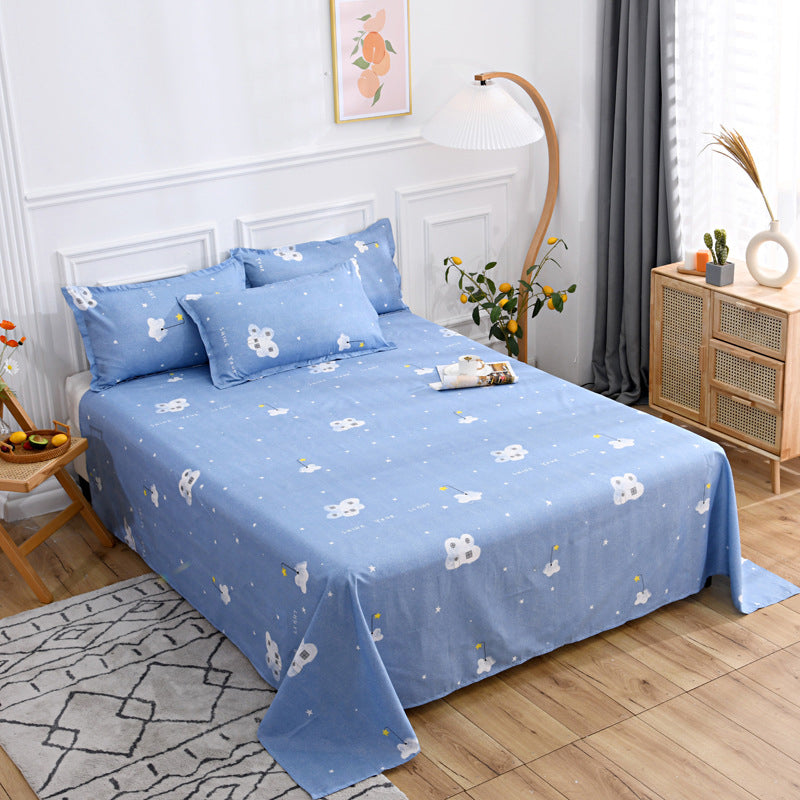 Floral and Striped Bed Sheet Polyester Queen and Twin Sheets Set