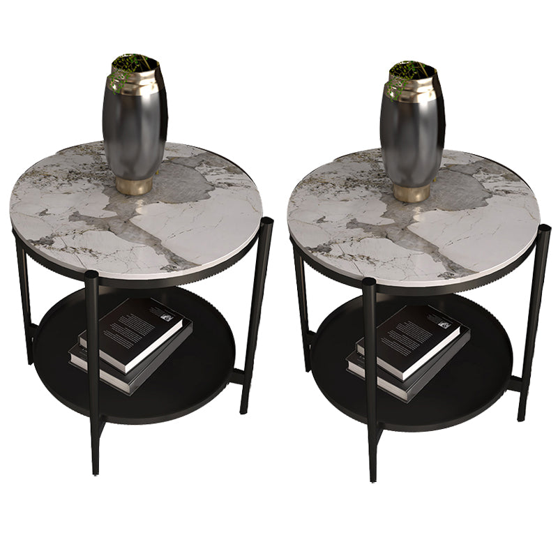 Modernistic 4 Legs Round Double Tier Living Room Accent Side Table