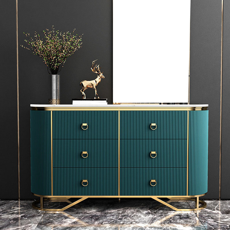 Stone Glam Storage Chest Bedroom Horizontal Chest with Drawers