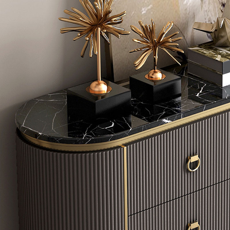 Stone Glam Storage Chest Bedroom Horizontal Chest with Drawers