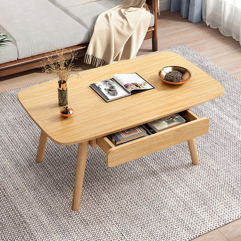 Modern 4 Legs Cocktail Table Rectangular Coffee Table with Drawers