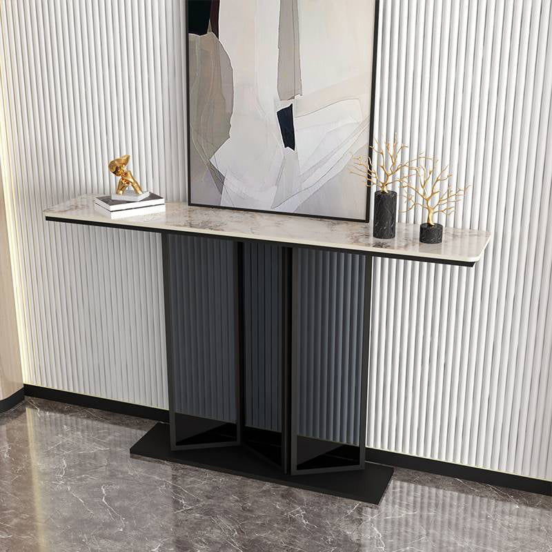 11.81" W Modern Console Table Stone Rectangle Accent Table for Hall