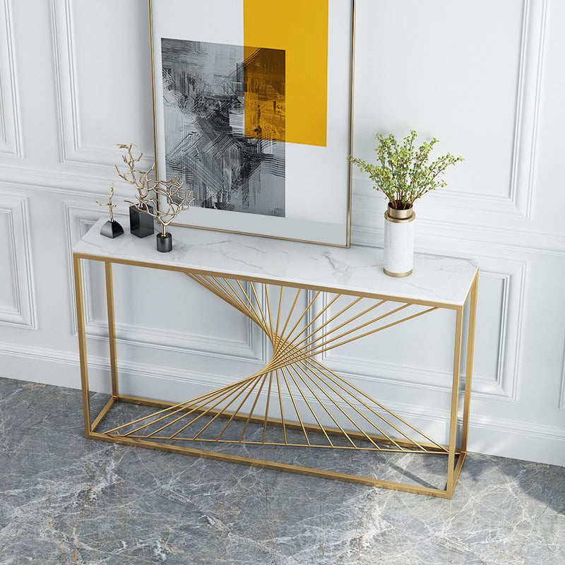 Stone Glam Accent Table 1-shelf 31.5" Tall Console Table for Hall