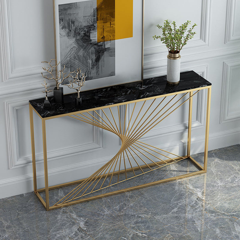 Stone Glam Accent Table 1-shelf 31.5" Tall Console Table for Hall