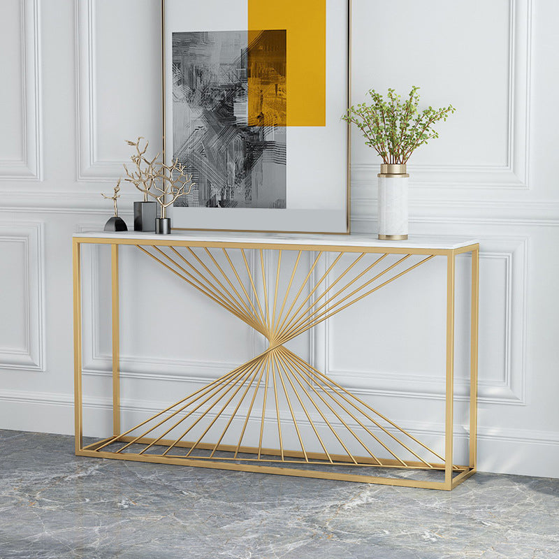 Stone Glam Accent Table 1-shelf 31.5" Tall Console Table for Hall