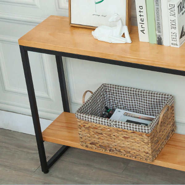 Mid-Century Modern 31.5" Tall Console Table Wooden End Table with Shelves