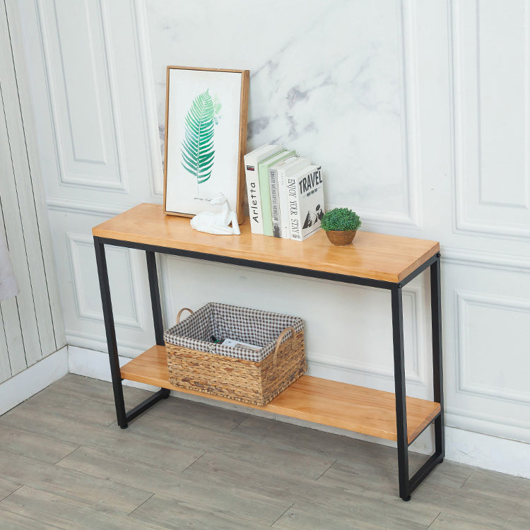 Mid-Century Modern 31.5" Tall Console Table Wooden End Table with Shelves
