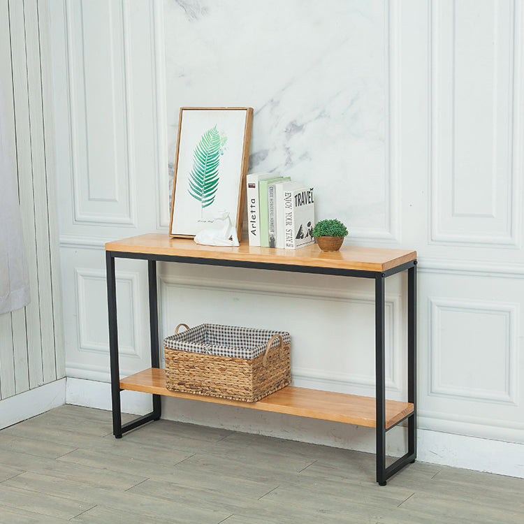 Mid-Century Modern 31.5" Tall Console Table Wooden End Table with Shelves