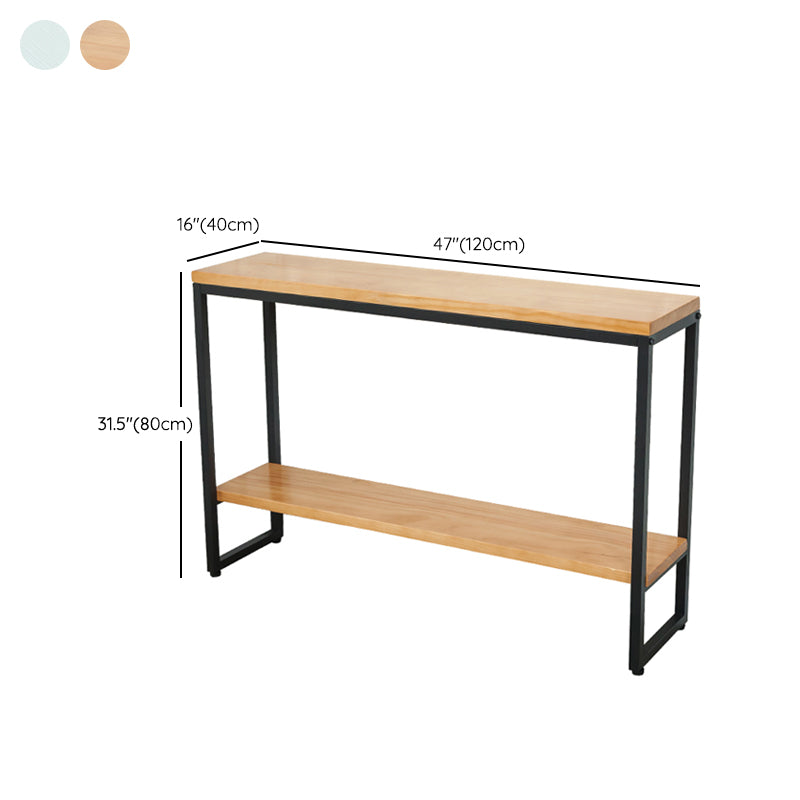 Mid-Century Modern 31.5" Tall Console Table Wooden End Table with Shelves