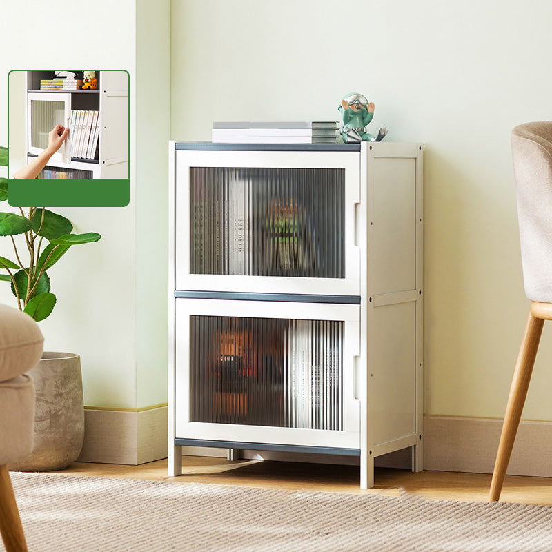 Rectangle Contemporary Cabinet with Glass Doors in Whiet,16.93" Long