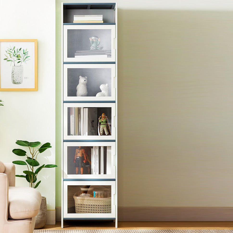 Rectangle Contemporary Cabinet with Glass Doors in Whiet,16.93" Long