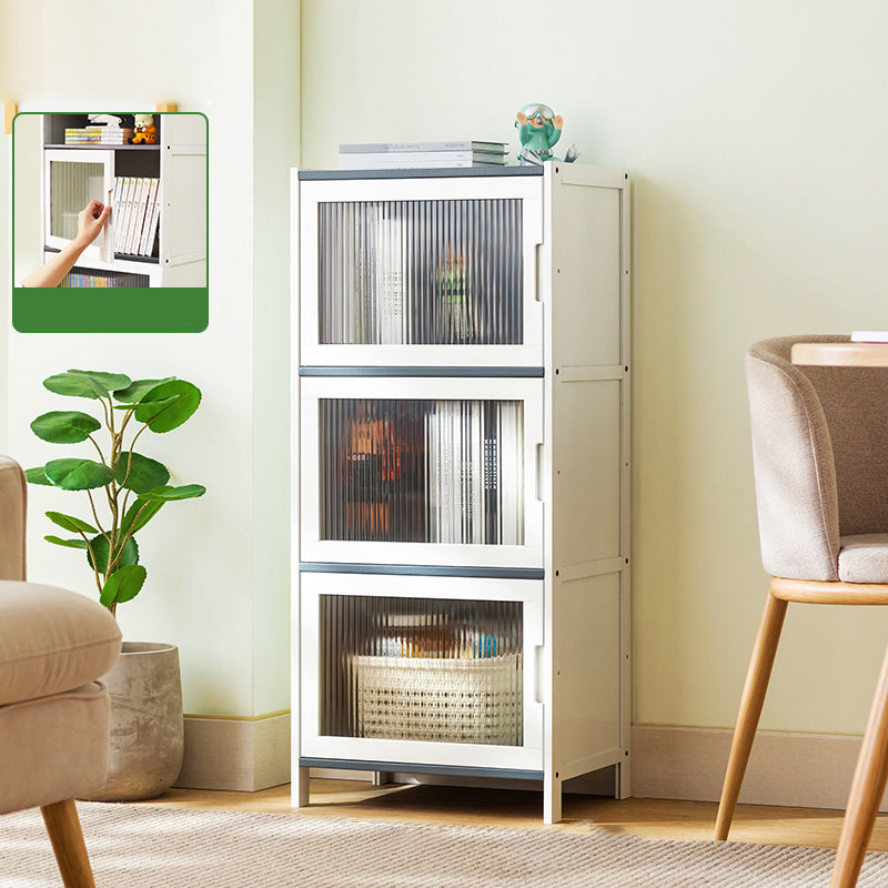 Rectangle Contemporary Cabinet with Glass Doors in Whiet,16.93" Long