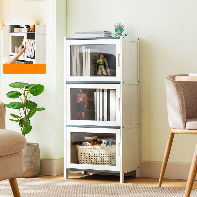 Rectangle Contemporary Cabinet with Glass Doors in Whiet,16.93" Long