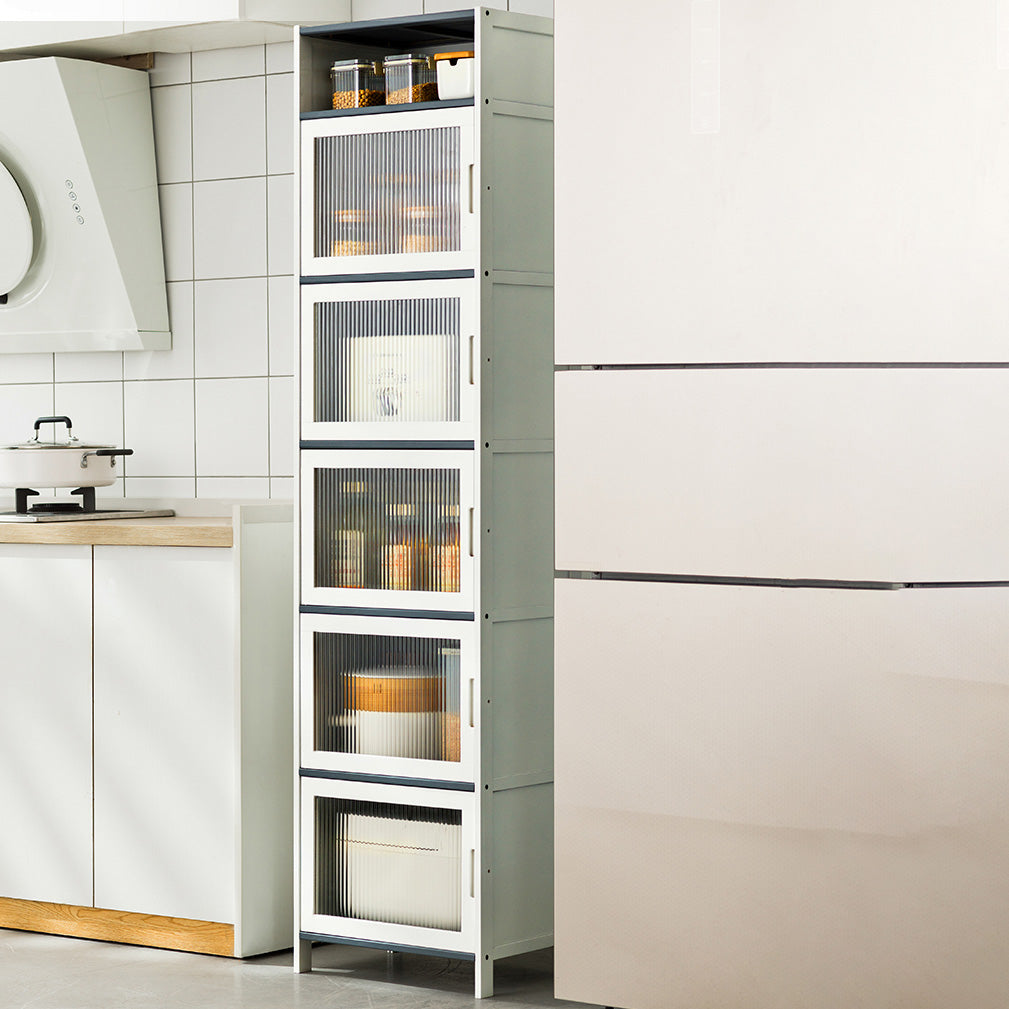 Rectangle Contemporary Cabinet with Glass Doors in Whiet,16.93" Long
