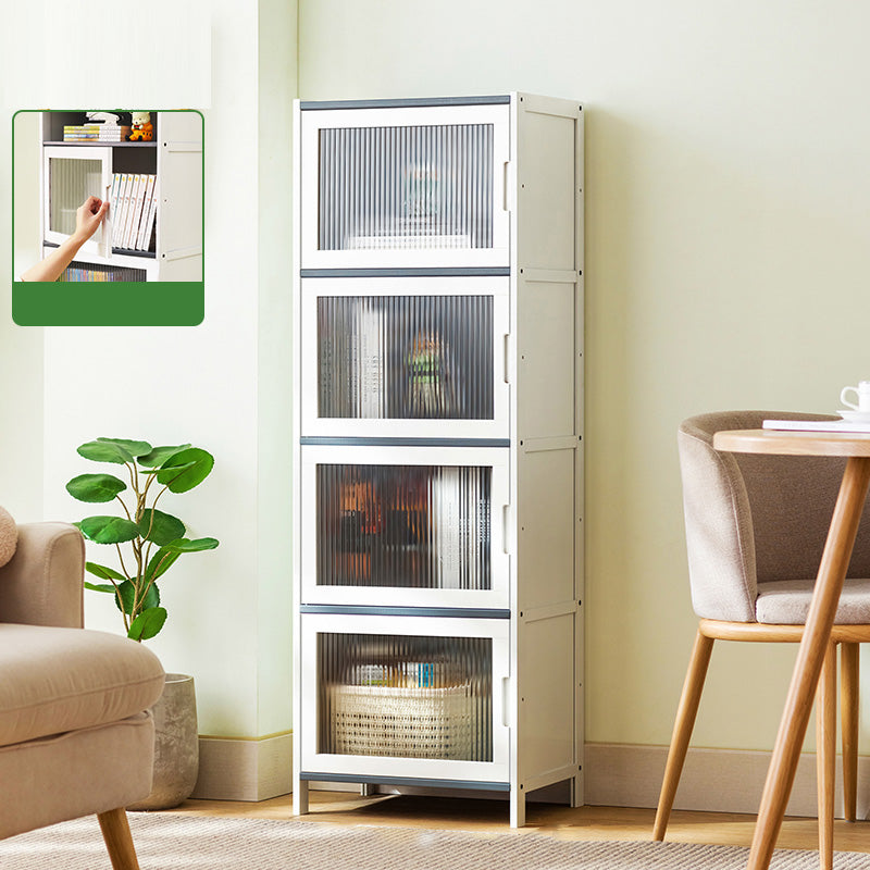 Rectangle Contemporary Cabinet with Glass Doors in Whiet,16.93" Long