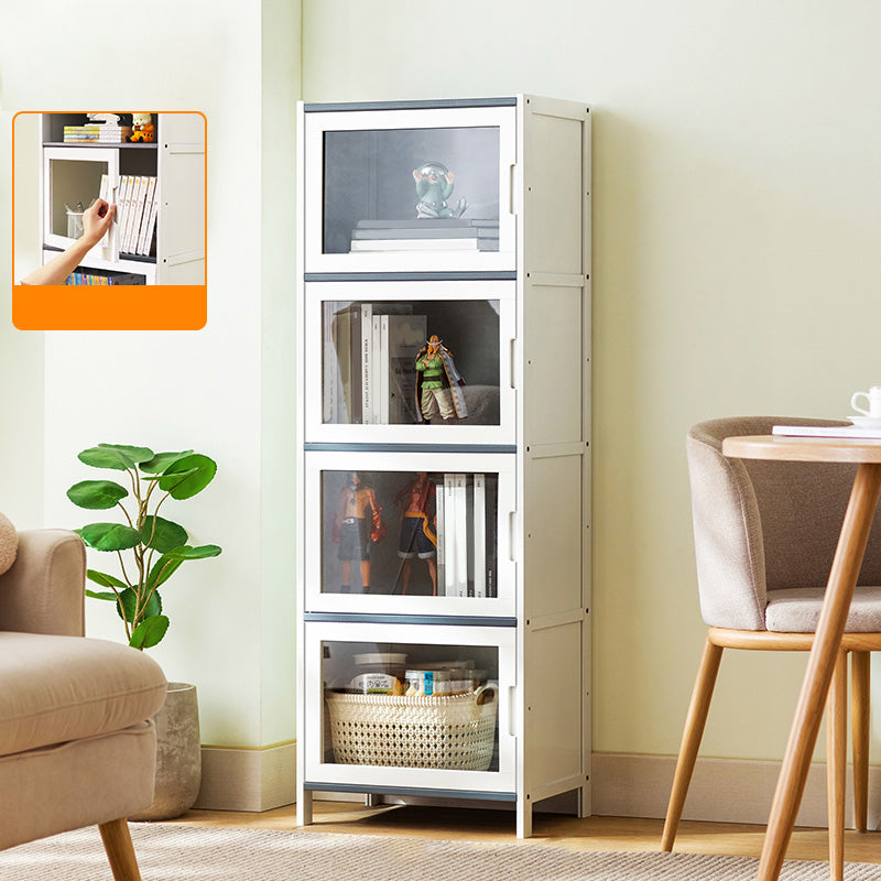 Rectangle Contemporary Cabinet with Glass Doors in Whiet,16.93" Long