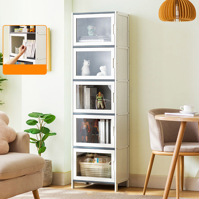 Rectangle Contemporary Cabinet with Glass Doors in Whiet,16.93" Long