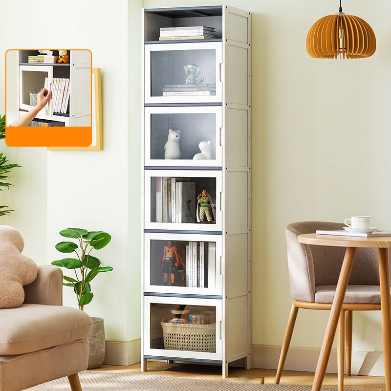Rectangle Contemporary Cabinet with Glass Doors in Whiet,16.93" Long