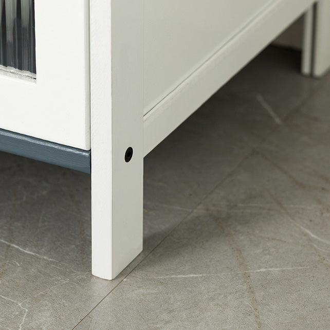 Rectangle Contemporary Cabinet with Glass Doors in Whiet,16.93" Long