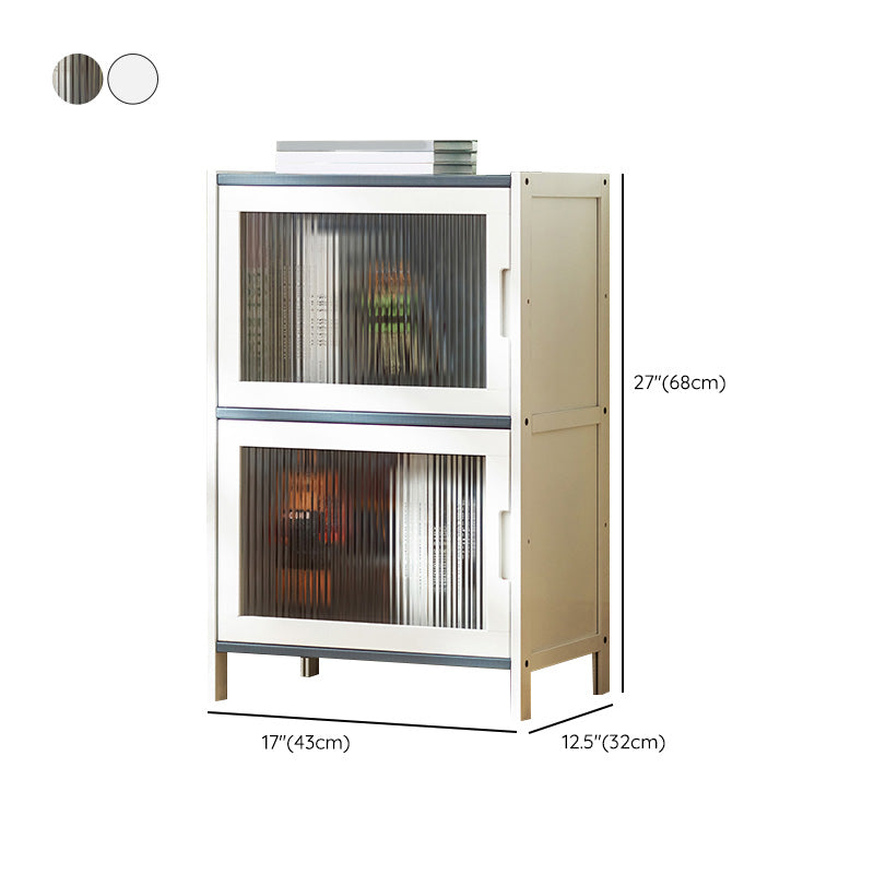 Rectangle Contemporary Cabinet with Glass Doors in Whiet,16.93" Long