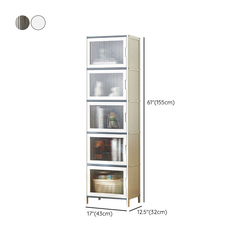 Rectangle Contemporary Cabinet with Glass Doors in Whiet,16.93" Long