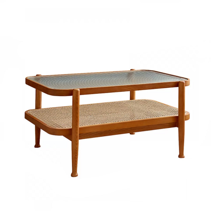 Tropical Coffee Cocktail Table Storage Solid Wood Coffee Table