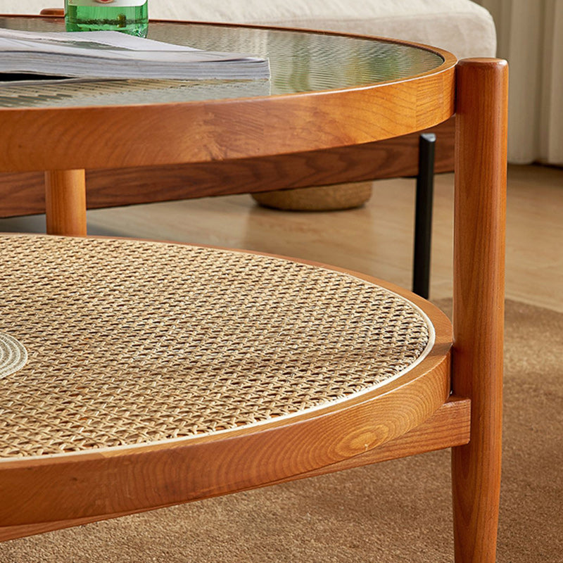 Tropical Coffee Cocktail Table Storage Solid Wood Coffee Table