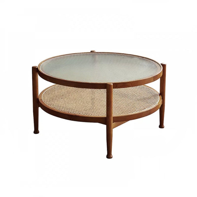 Tropical Coffee Cocktail Table Storage Solid Wood Coffee Table