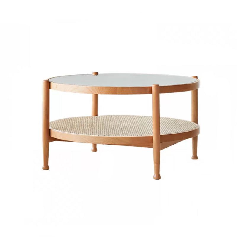 Tropical Coffee Cocktail Table Storage Solid Wood Coffee Table