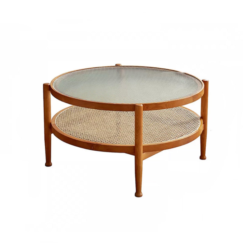 Tropical Coffee Cocktail Table Storage Solid Wood Coffee Table