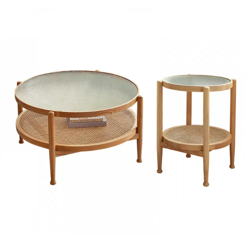 Tropical Coffee Cocktail Table Storage Solid Wood Coffee Table