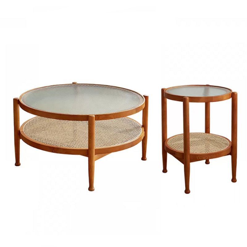 Tropical Coffee Cocktail Table Storage Solid Wood Coffee Table