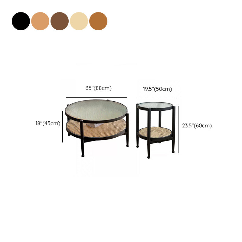 Tropical Coffee Cocktail Table Storage Solid Wood Coffee Table