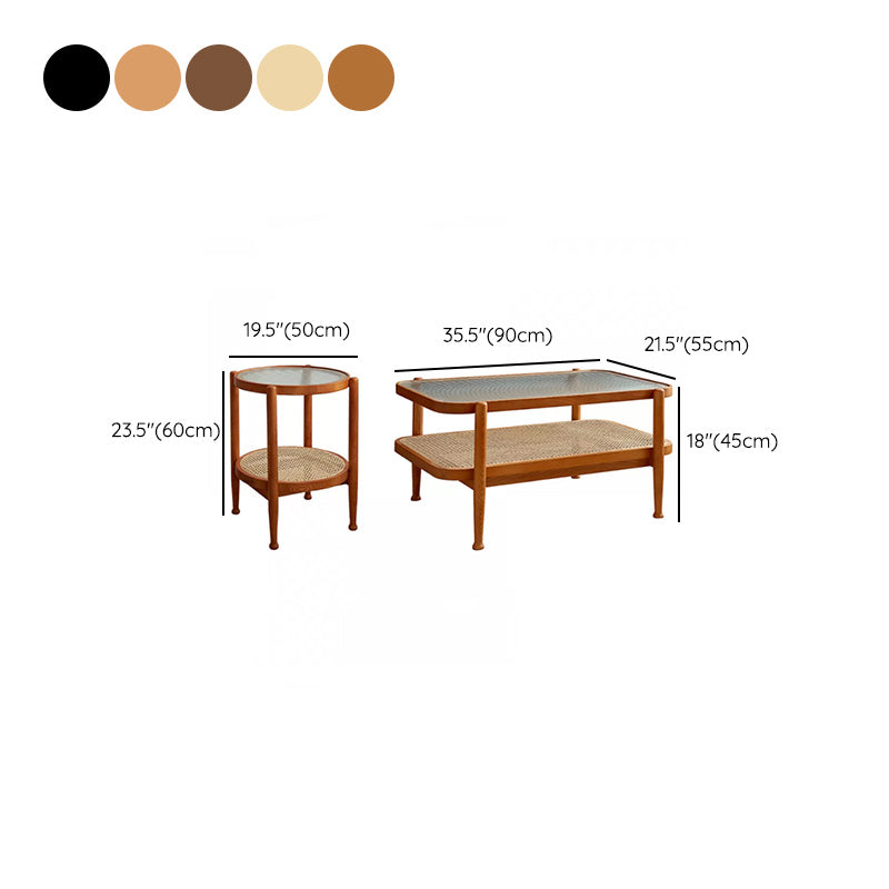 Tropical Coffee Cocktail Table Storage Solid Wood Coffee Table