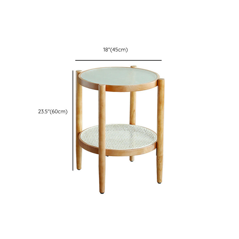 Tropical Round Cocktail Table Storage Solid Wood Coffee Cocktail Table