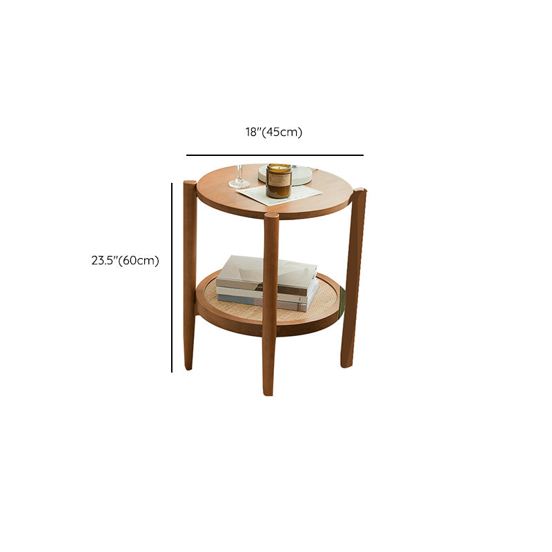 Tropical Round Cocktail Table Storage Solid Wood Coffee Cocktail Table