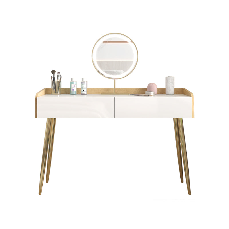 Glam 2-drawer Slate Top Dressing Table 32.67" H Vanity Stool in White