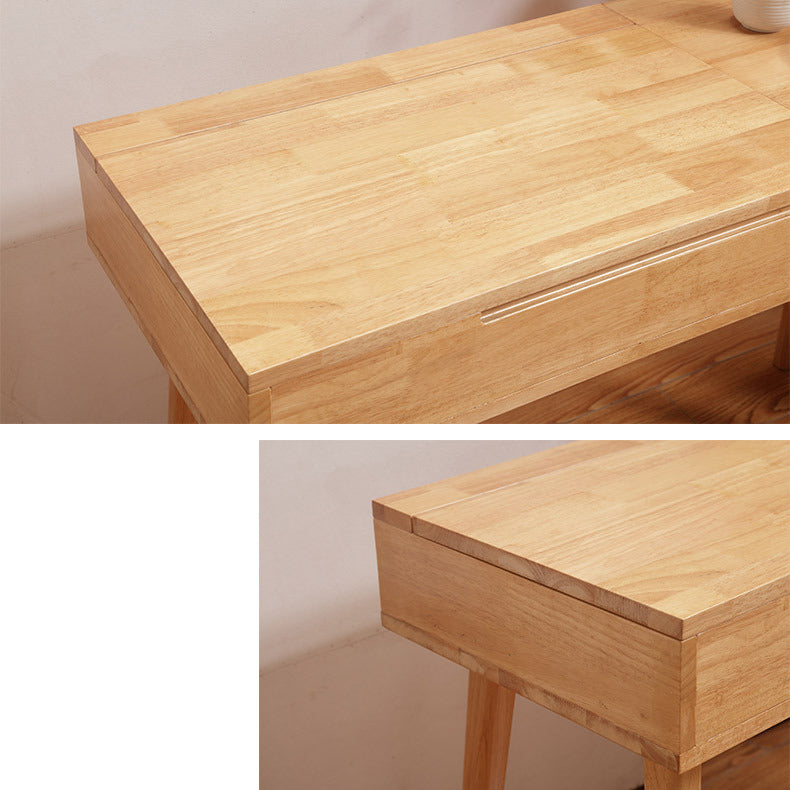 29.92" H Solid Wood Make -up Vanity with Drawer and Mirror Dressing Table