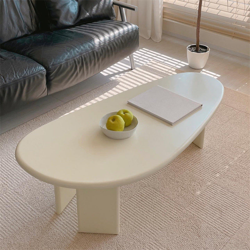 3 Legs Coffee Table Wooden Free Form Coffee Cocktail Table in Cream