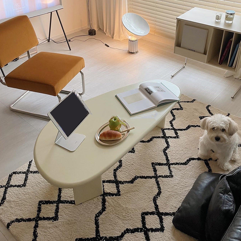 3 Legs Coffee Table Wooden Free Form Coffee Cocktail Table in Cream