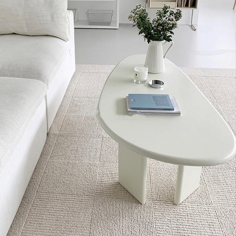 3 Legs Coffee Table Wooden Free Form Coffee Cocktail Table in Cream