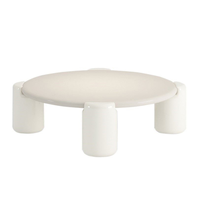 Modern Round Wood Coffee Table with 4 Legs Coffee Table in Cream