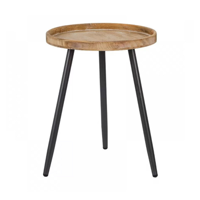 Scandinavian Solid Wood Cocktail Coffee Metal Round Coffee Table