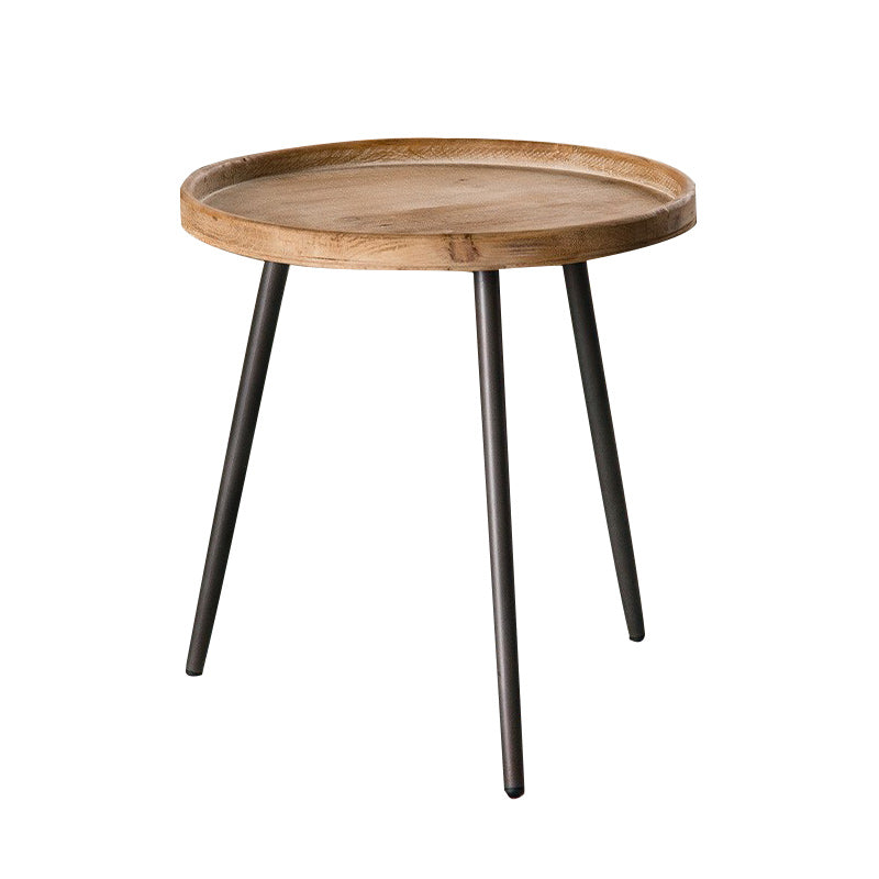 Scandinavian Solid Wood Cocktail Coffee Metal Round Coffee Table