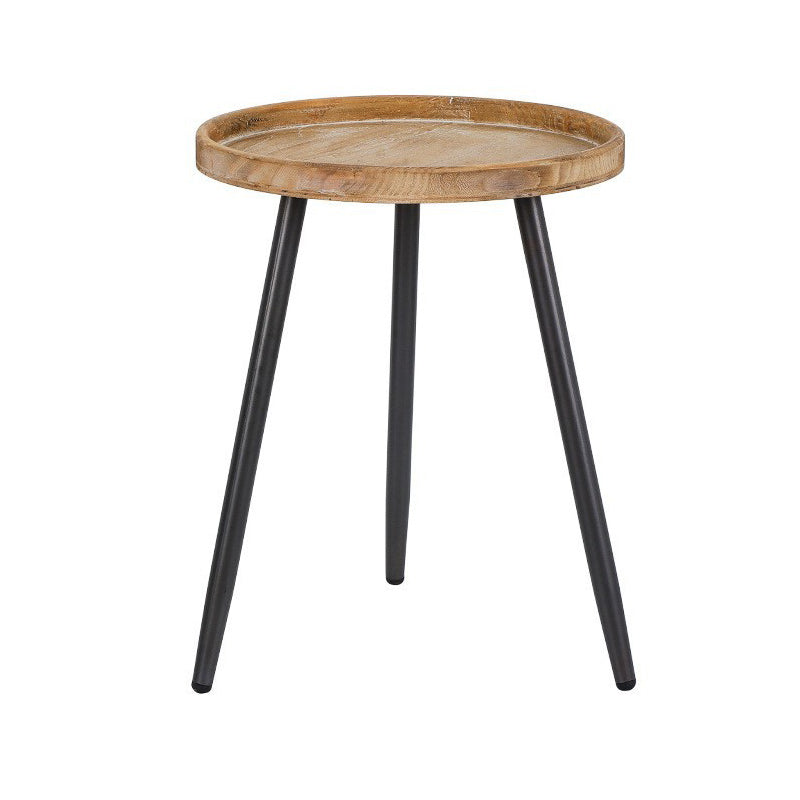 Scandinavian Solid Wood Cocktail Coffee Metal Round Coffee Table