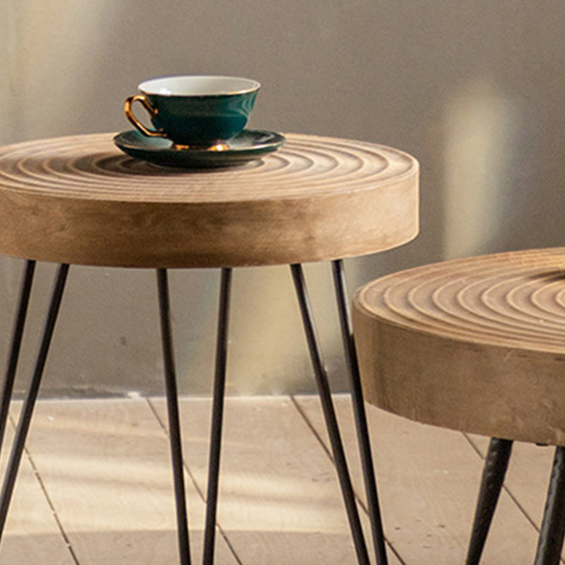 Scandinavian Solid Wood Cocktail Coffee Metal Round Coffee Table