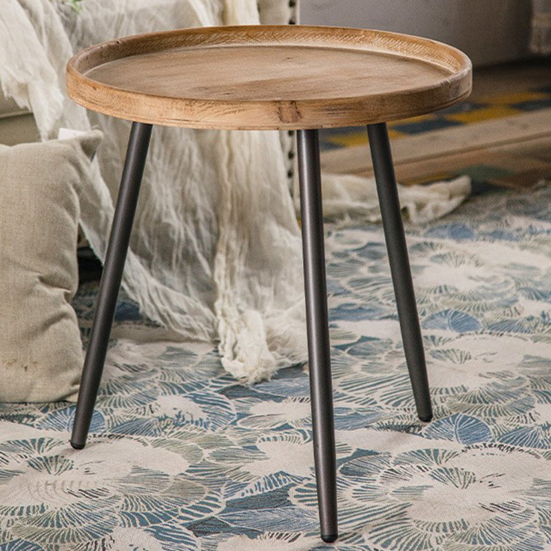 Scandinavian Solid Wood Cocktail Coffee Metal Round Coffee Table