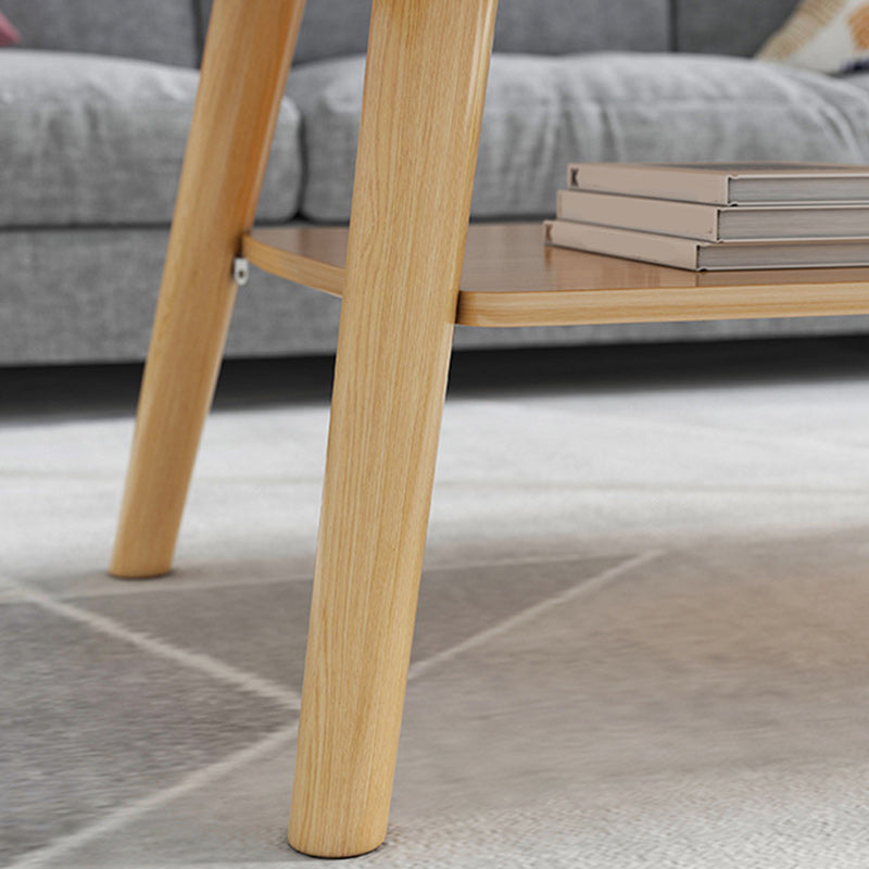 Modern 16.53" Tall R Wooden Coffee Table 4 Legs Cocktail Table with Shelf