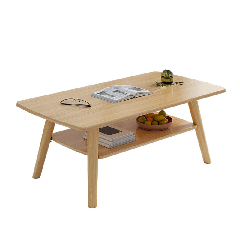 Modern 16.53" Tall R Wooden Coffee Table 4 Legs Cocktail Table with Shelf